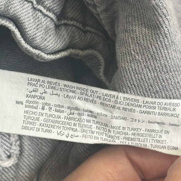 Zara Paperbag Baggy Balloon Leg Grey Button Fly Cotton Denim Jeans Womens Size 6 - Picture 10 of 13